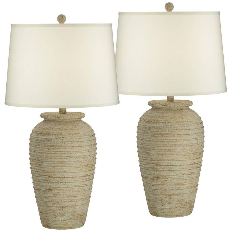 Austin 28" Sand Toned Rustic Jug Table Lamps Set of 2 with Cream Shades