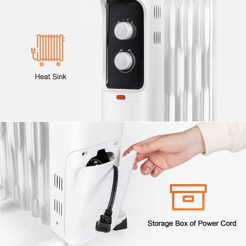 Costway 1500W Oil Filled Heater Portable Radiator Space Heater w/ Adjustable Thermostat White