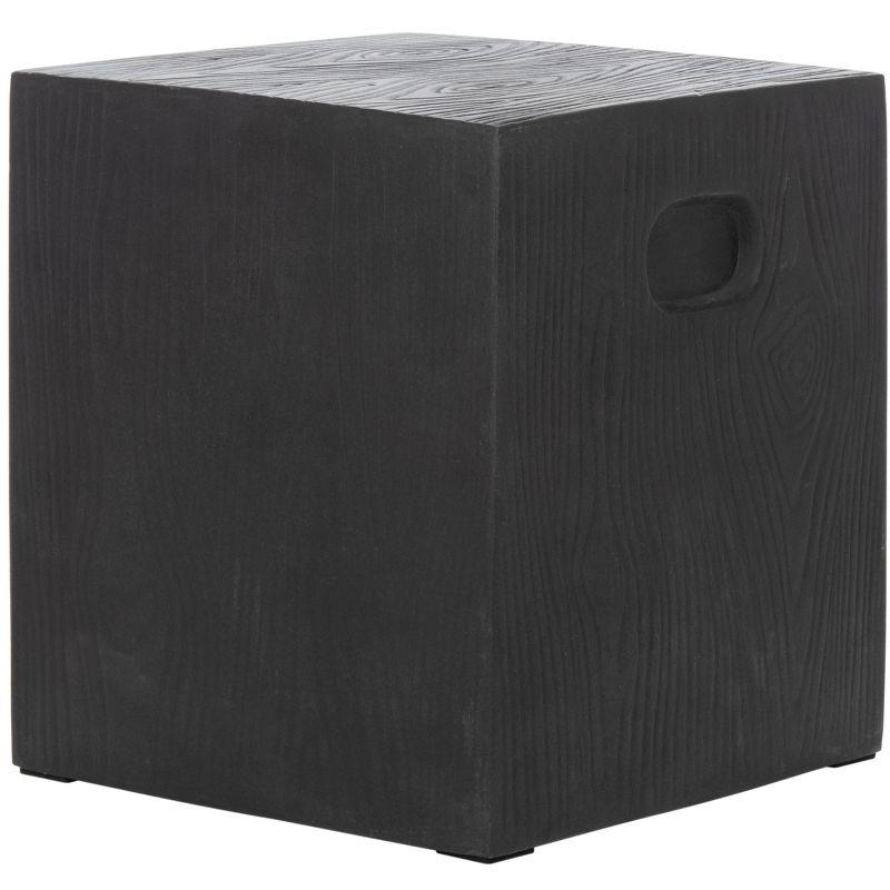 Trunk Indoor/Outdoor Modern Concrete Round Accent Table - Black - Safavieh