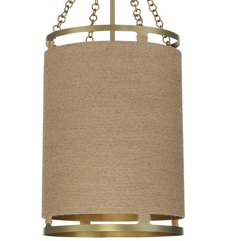 Windward Passage Soft Brass and Natural Rope 4-Light Adjustable Pendant