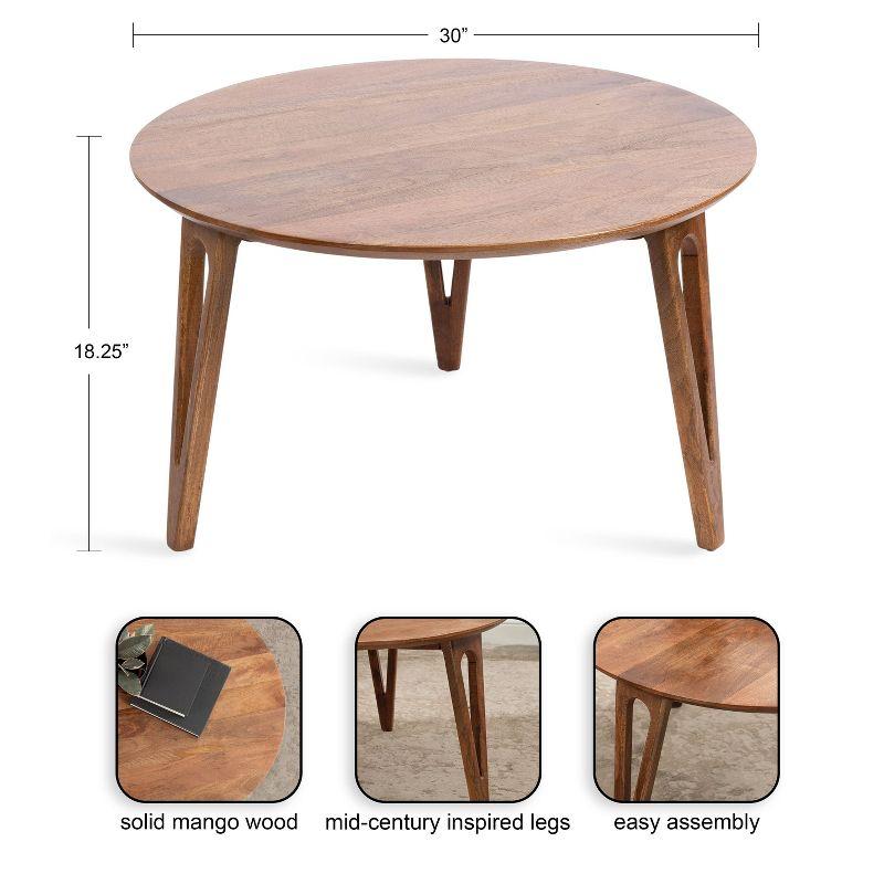 Kate and Laurel Kershaw Round Coffee Table, 30x30x19, Walnut Brown