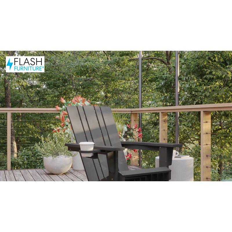 Flash Furniture Halifax HDPE Adirondack Chair with Cup Holder and Pull Out Ottoman, All-Weather HDPE Indoor/Outdoor Chair