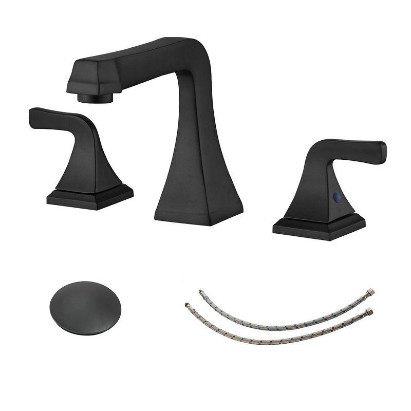 Matte Black Widespread Double Handle Bathroom Faucet with Pop-Up Drain