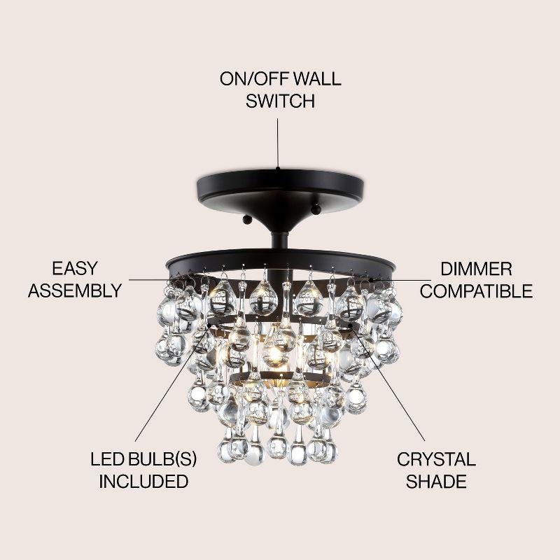 JONATHAN Y Toronto 10" Metal/Crystal LED Flush Mount, Oil Rubbed Bronze