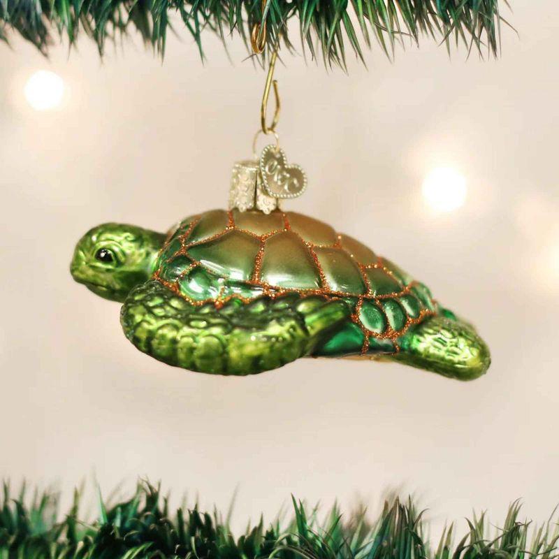 Ancient Voyager Green Sea Turtle 6" Glass Ornament