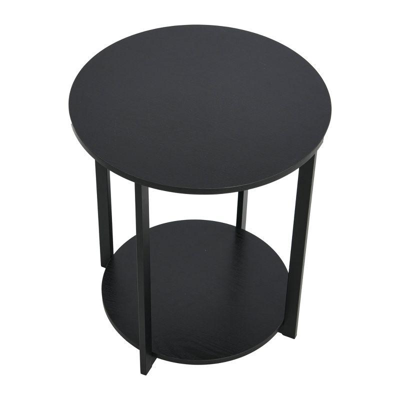Household Essentials Jamestown Round End Table Black Oak: Modern Style, 24-Inch Height, Iron Frame