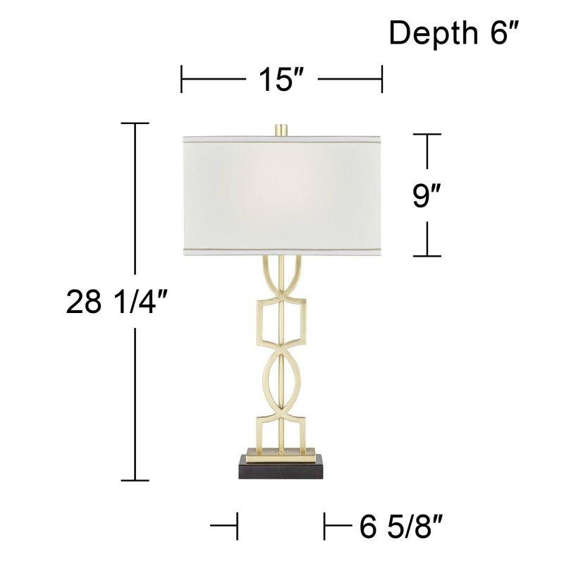 360 Lighting Modern Table Lamps 28 1/4" Tall Set of 2 Gold Metal White Rectangular Shade for Living Room Bedroom House Bedside