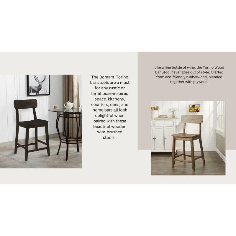 Boraam Torino Wood Counter Height Barstool Carbonite Finish