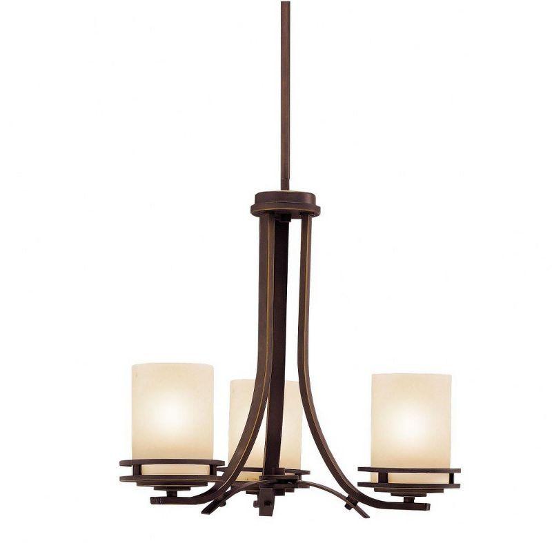 Olde Bronze Mini Chandelier with Light Umber Glass