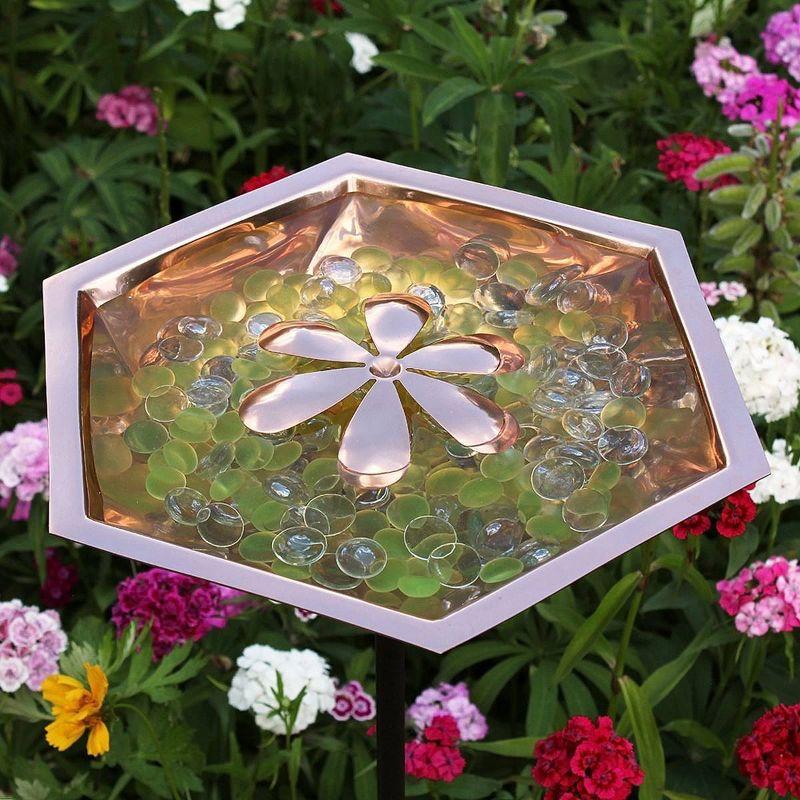 40" Hexagonal Copper Bee Fountain & Birdbath with Stake Copper - ACHLA Designs