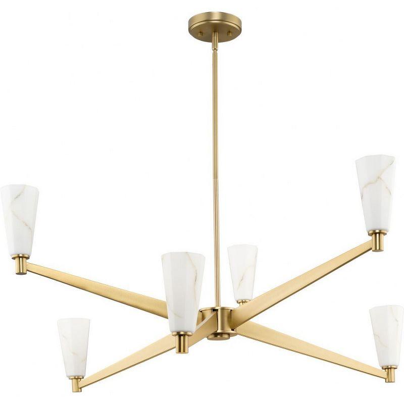 Tosca 41'' Brushed Bronze 6-Light Chandelier with Faux Alabaster Shades