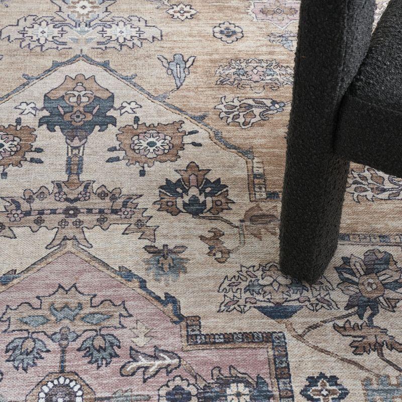 Nourison Washable Brilliance Medallion Indoor Rug Beige Multicolor 4' x 6'