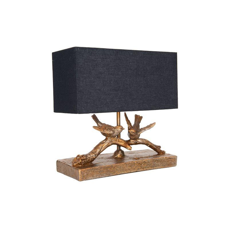 Storied Home Rustic Resin Bird Table Lamp with Rectangle Shade