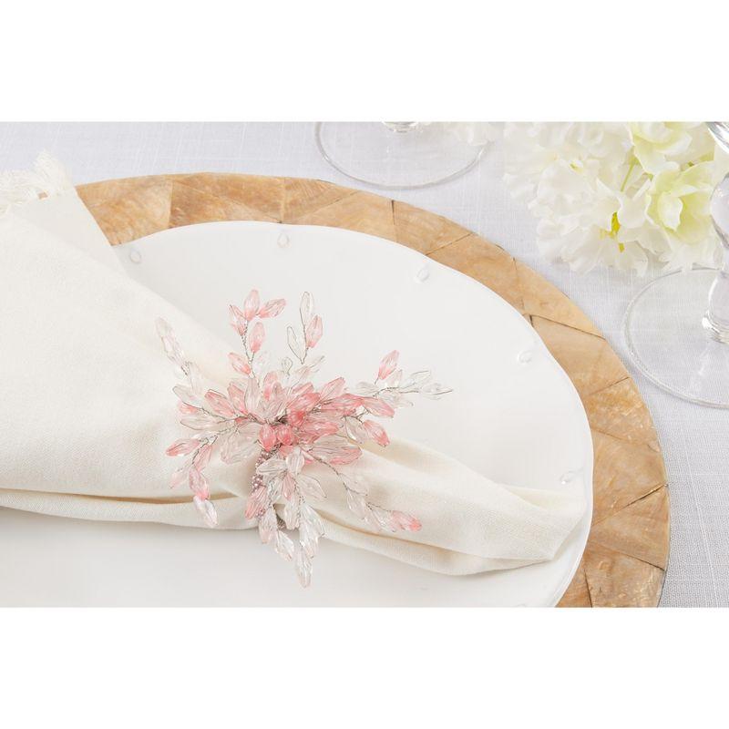 Saro Beaded Flower Napkin Ring (Set of 4)