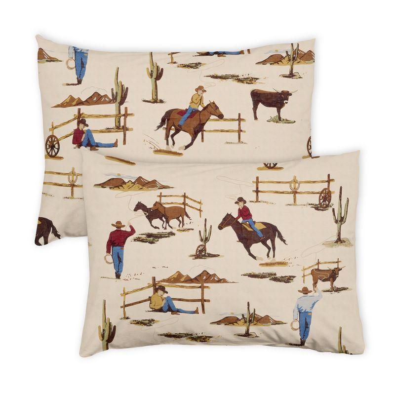 Wild West Cowboy Pillow Shams - 2 Pack Set (Set of 2)