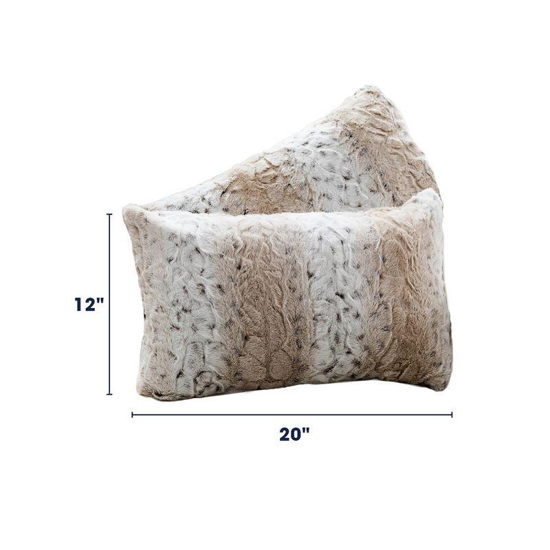 Snow Leopard Faux Fur 17'' Square Throw Pillow Set