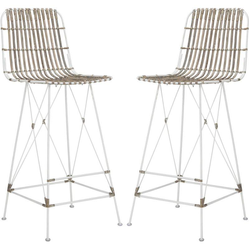 Minerva Wicker Bar Stool (Set of 2)  - Safavieh