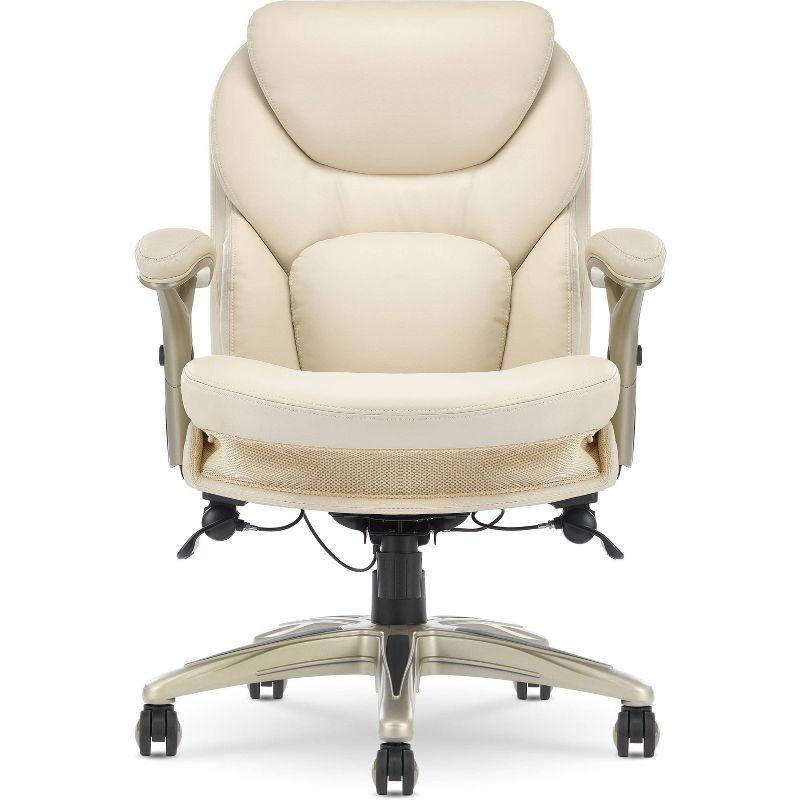 Ivory Bonded Leather Ergonomic Executive Chair with Back in Motion Technology