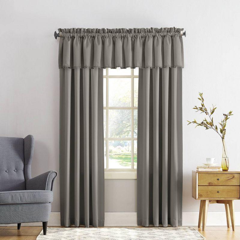 54"x18" Sun Zero Room Darkening Seymour Rod Pocket Curtain Valance Gray: Window Valance for All Ages