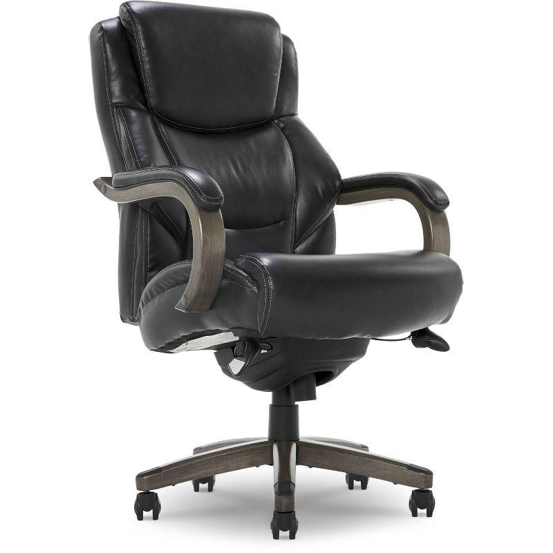 Delano Big & Tall Bonded Leather Executive Office Chair Gray - La-Z-Boy: Ergonomic, Adjustable, Wood Accents