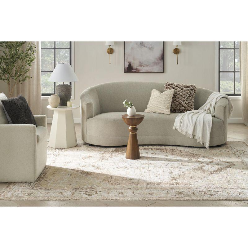 Haydel Oriental Machine Washable Power Loom Polyester Area Rug in Beige