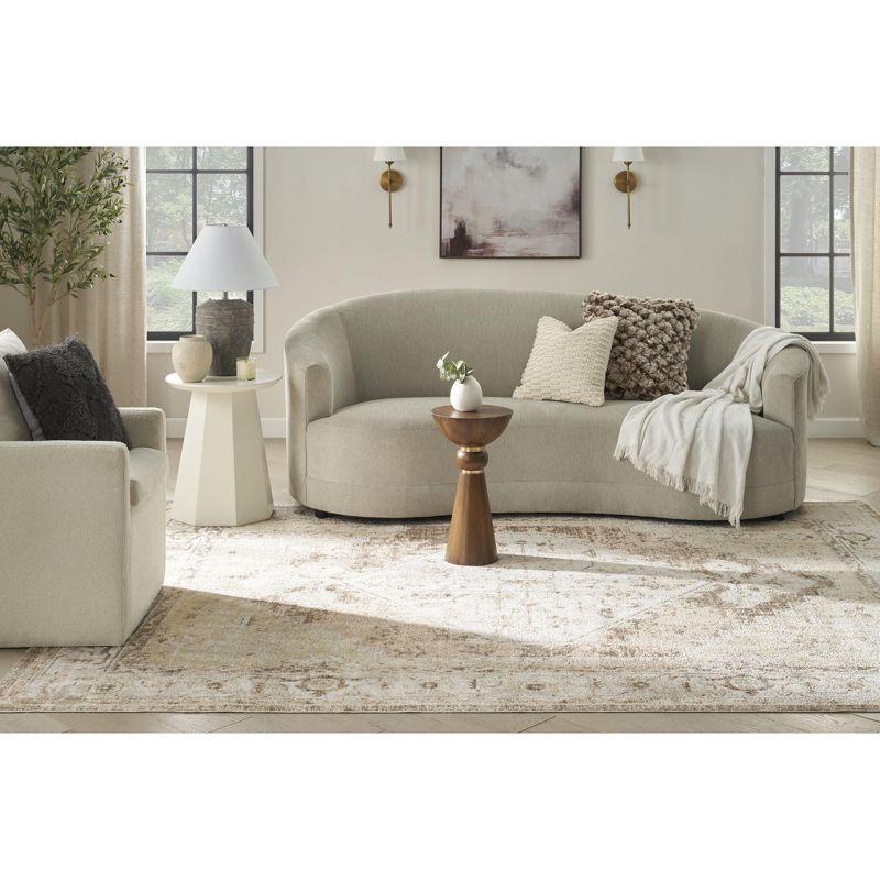 Astra Oriental Machine Washable Power Loom Polyester Area Rug in Beige