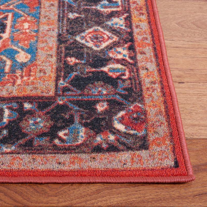 Vintage Charm Easy-Care Red Synthetic 4' x 6' Rectangular Rug