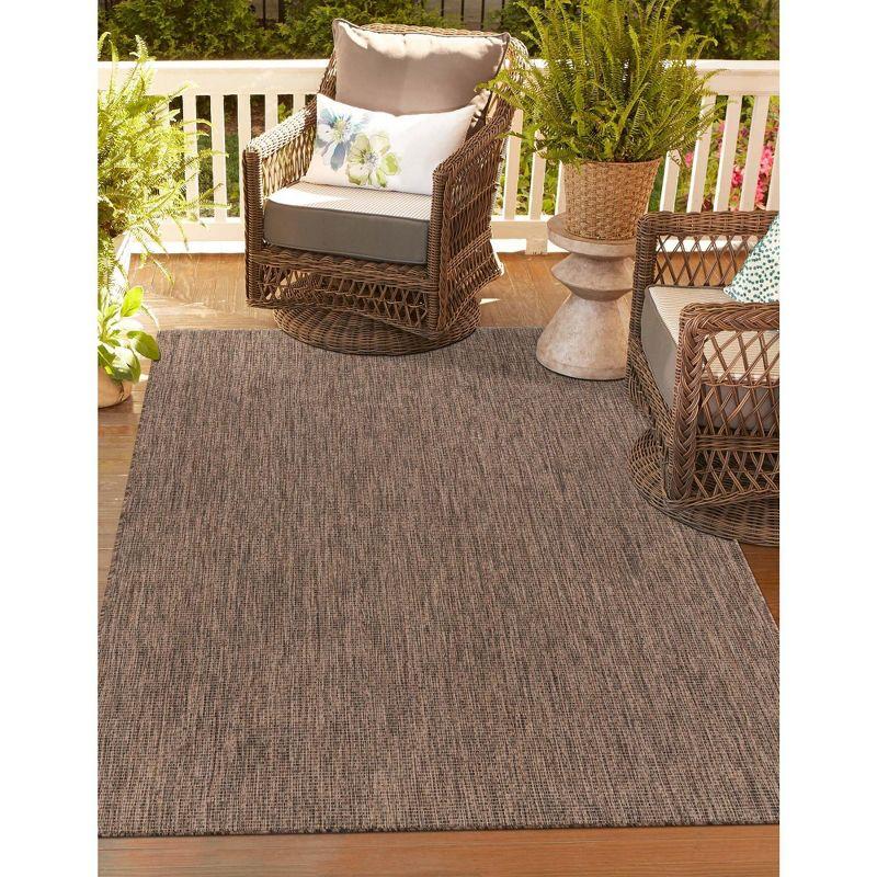 Unique Loom 7' 1 x 10' 0 Rectangle Indoor/Outdoor Solid Light Brown Area Rug