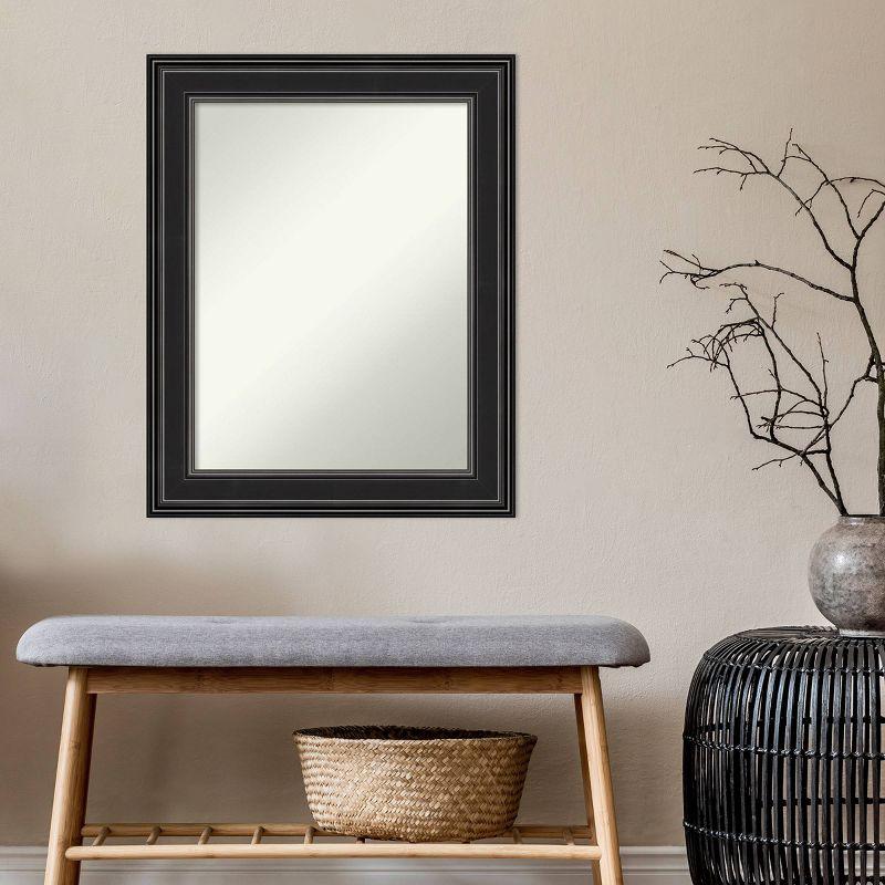 24" x 30" Non-Beveled Ridge Black Bathroom Wall Mirror - Amanti Art: Rectangle, Polystyrene Frame, Wall Mounted