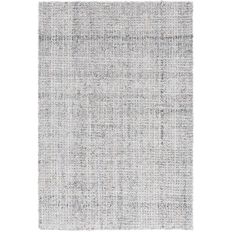 Light Grey Abstract Handmade Tufted Wool 4' x 6' Rug