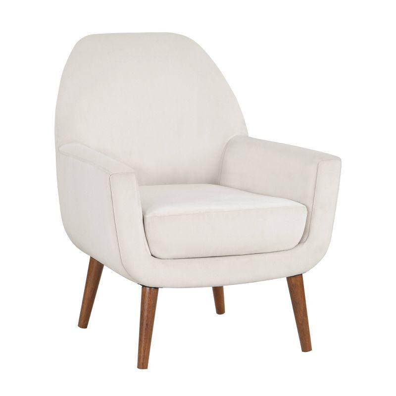 Comfort Pointe Accera Mid-Century Velvet Arm Chair Sea Oat: Upholstered, Rubberwood Legs, Foam Fill
