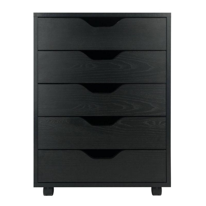 Halifax 5 Drawer Cabinet with Casters Black - Winsome