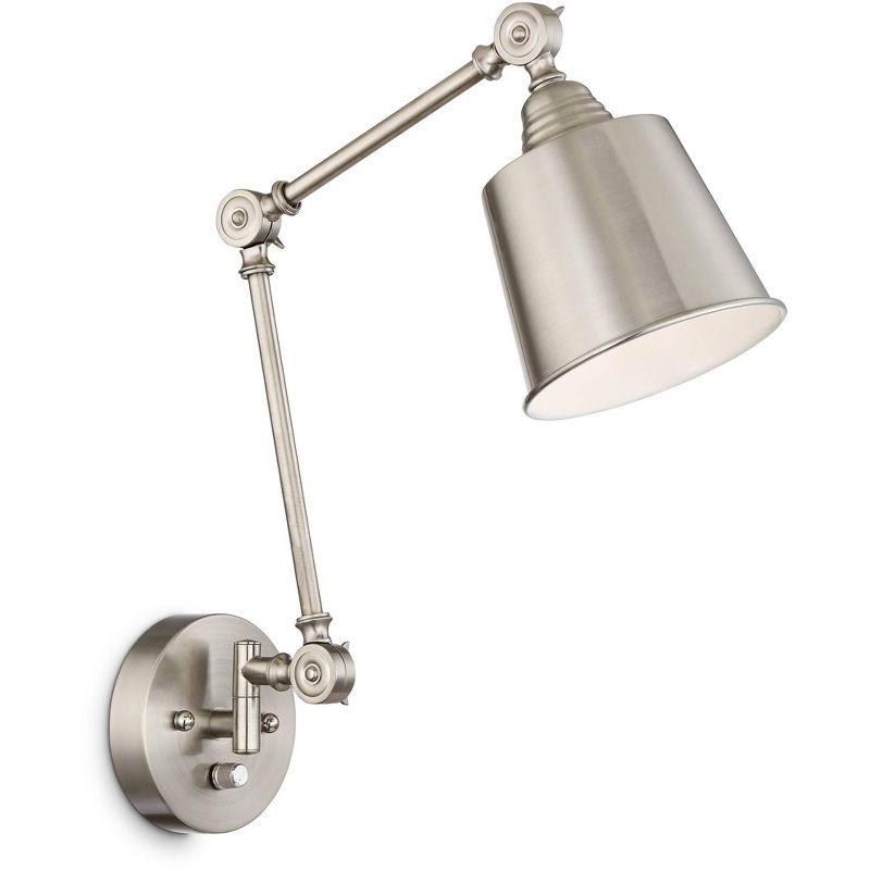 360 Lighting Mendes Modern Wall Lamps Set of 2 Brushed Nickel Plug-in 4 1/4" Light Fixture Up Down Adjustable for Bedroom Reading Living Room Hallway