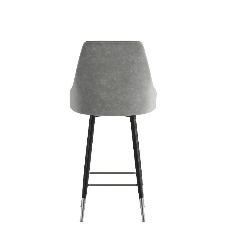 Flash Furniture Commercial Gray LeatherSoft Counter Height Stools with Chrome Accents - 2 Pack