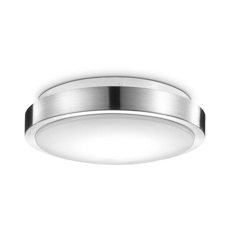 Smart Brushed Nickel 16W 11" White LED Wi-Fi Enabled Voice Activated Flush Mount Ceiling Light: ETL & Energy Star Certified