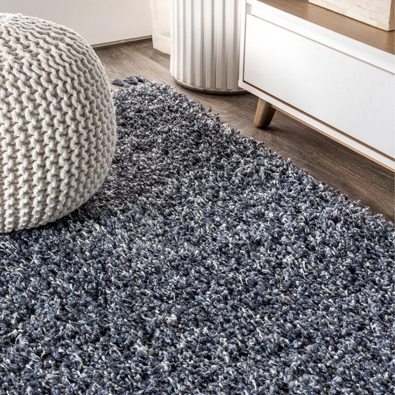 Merida Stacked Grid Shag Area Rug - JONATHAN Y