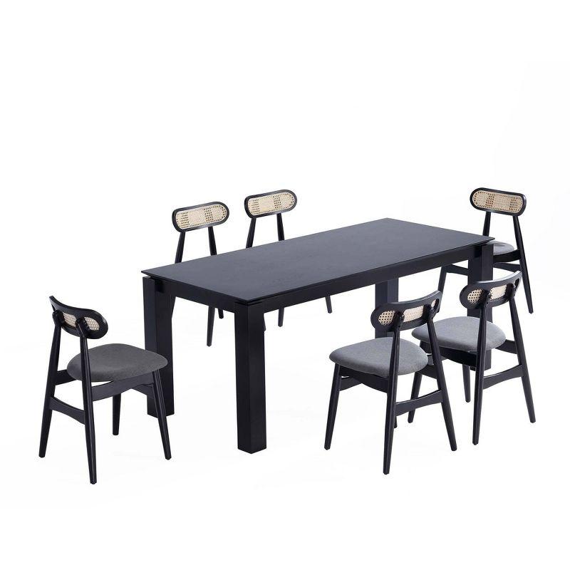 Gray and Black 7-Piece Wood Dining Set with Oval Back Chairs