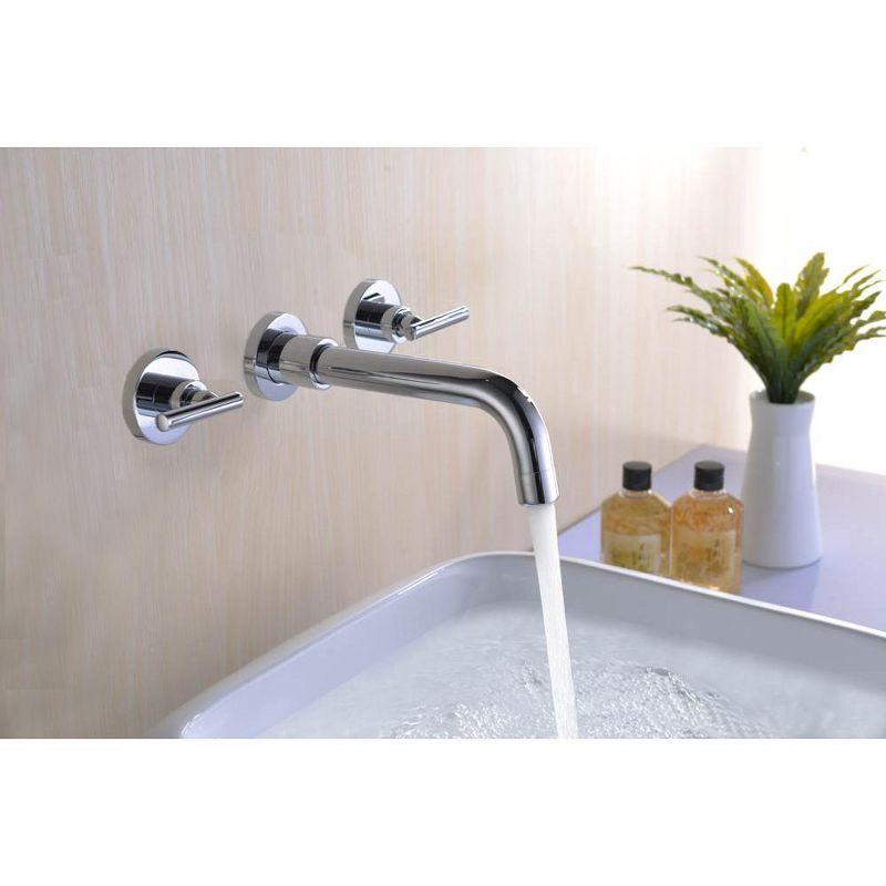 Chrome Wall-Mounted Bathroom Sink Faucet with Dual Handles