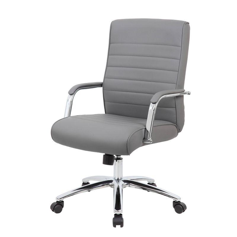 Executive Conference Chair Gray - Boss Office Products: CaressoftPlus, Chrome Base, 275lbs Capacity