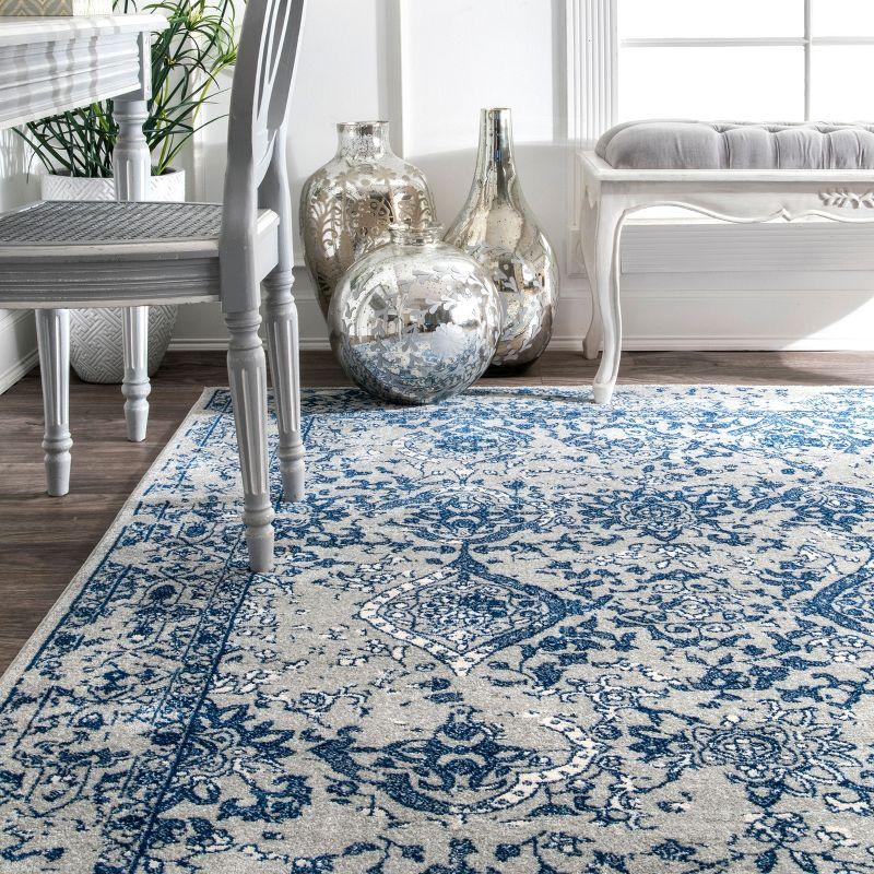 Nuloom Odell Oriental/Persian 6 Square Indoor Area Rug for Living Room Bedroom Dining Room Kitchen, Blue/Ivory