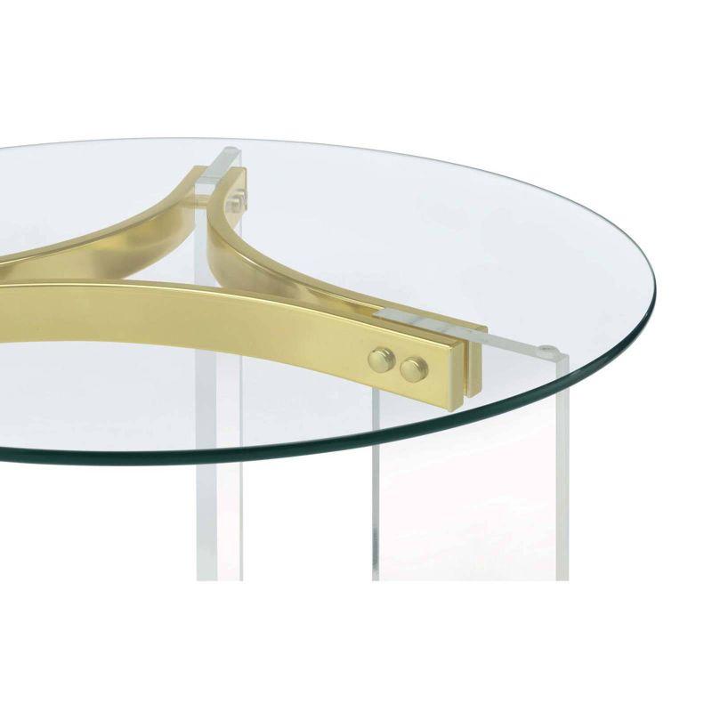 Coaster Janessa Modern Round Glass Top End Table with Acrylic Legs Clear Acrylic/Brass