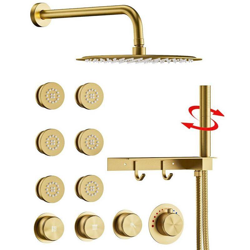 Thermostatic Shower System 12" Rain Shower Head withHandheld Spray,Shower Faucet Set with Valve Trim Kit