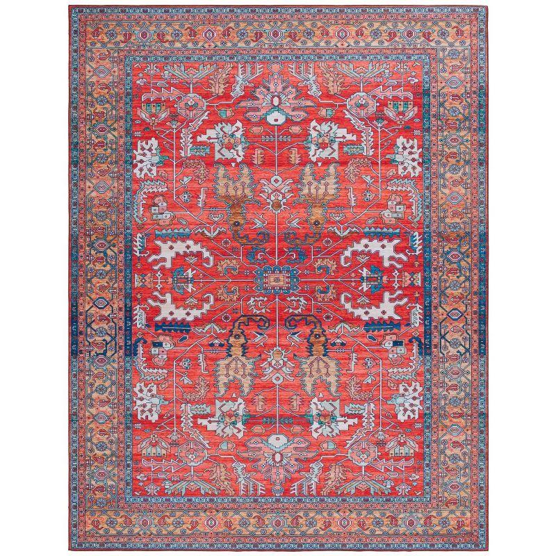 Tucson TSN152 Power Loomed Indoor Machine Washable Area Rug - Rust/Navy - 8'x10' - Safavieh