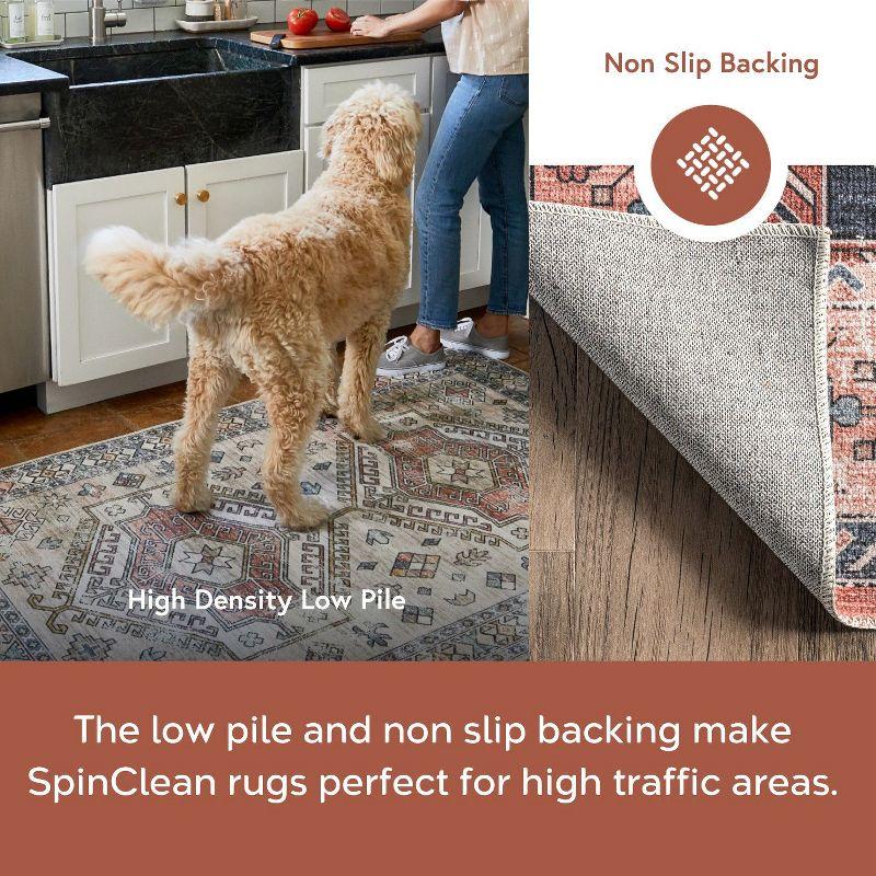 Nuloom Medallion 6x9 Machine Washable Indoor Area Rug for Living Room Bedroom Dining Room Kitchen, Brick/Dark Grey