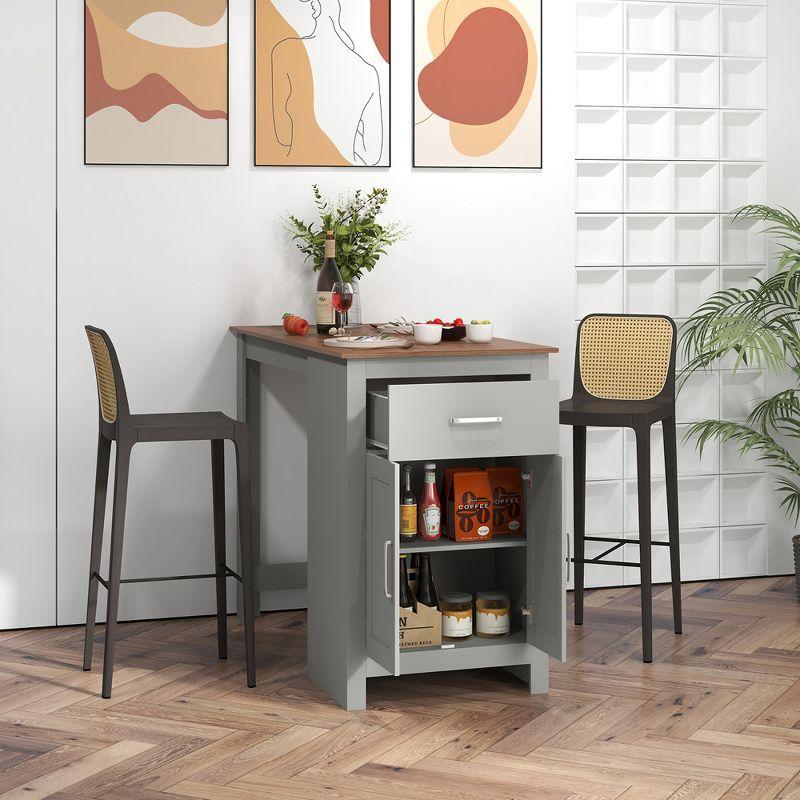 Costway Bar Table 35.5'' Counter Height Dining Table with Storage Cabinet & Drawer Black/Grey