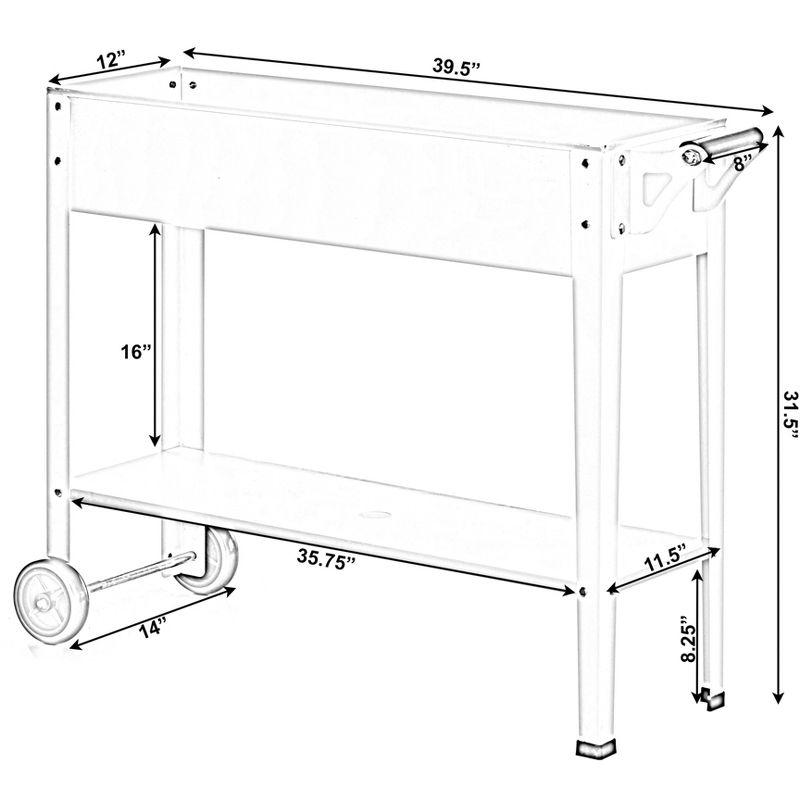 Gardenised Mobile Planter Raised Garden Bed Rectangular Flower Cart with Shelf