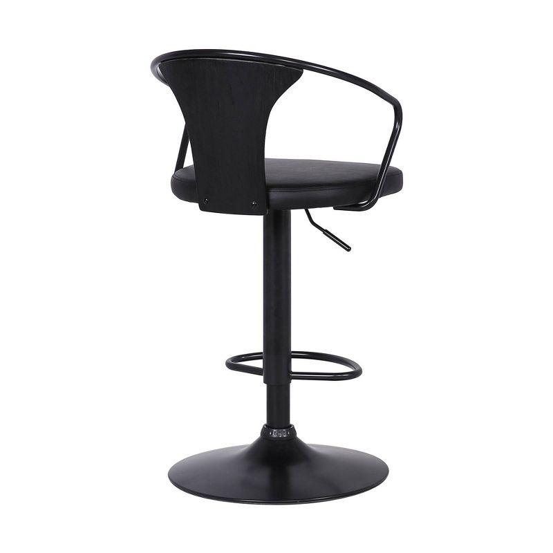 Eagle Contemporary Adjustable Barstool Black - Armen Living: Swivel Seat, 26-30 Inch Height, Faux Leather