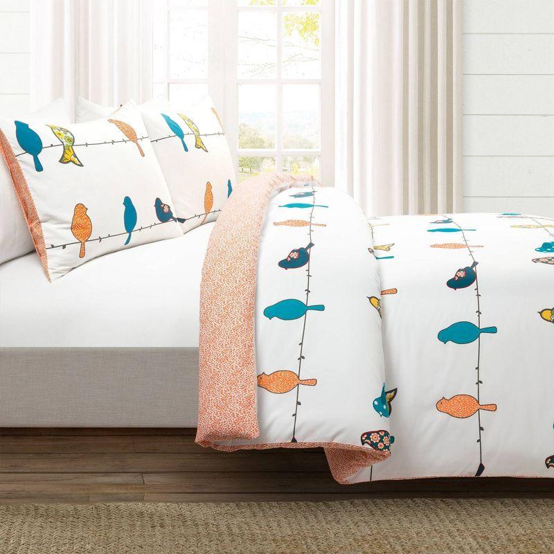 Lush Decor Rowley Birds Reversible Cotton Duvet Cover Multi (Set of 3)