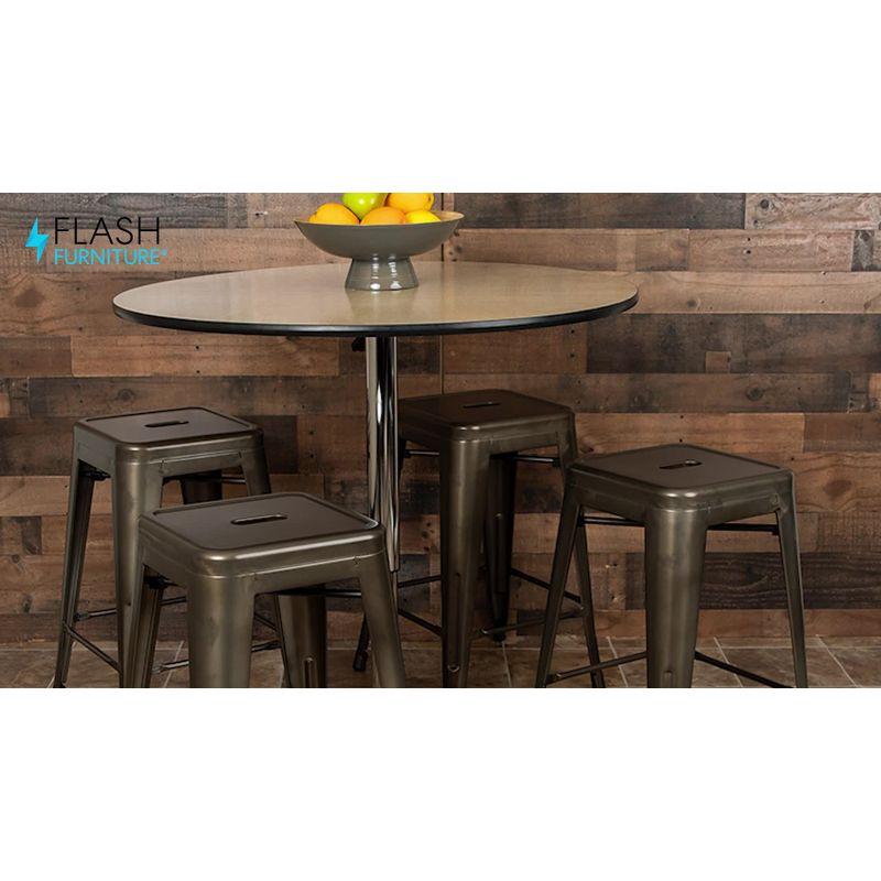 Industrial Chic 41" Black Wood & Metal Stackable Bar Stool, Set of 4