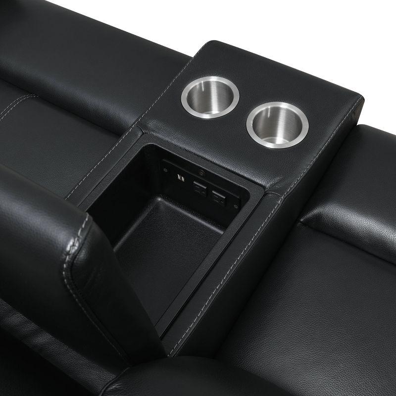 Giorno Power Console Loveseat Black - Steve Silver Co.